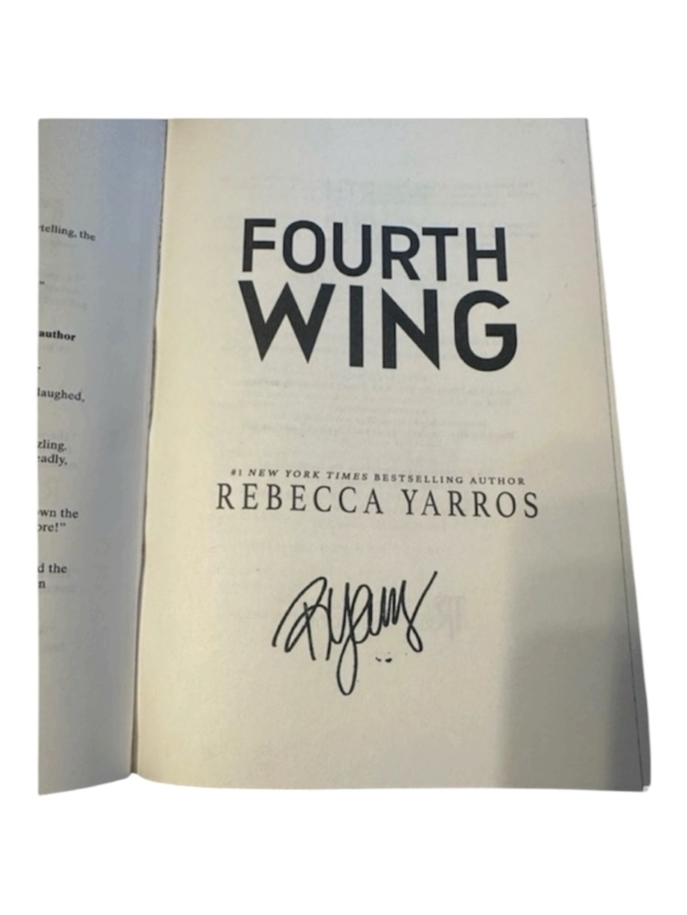 Signed hardback copy of Fourth Wing book with bonus content and sprayed edges